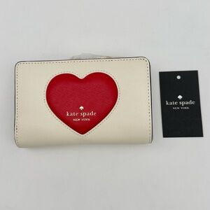 Kate Spade Madison Puffy Heart Medium Bifold Wallet Meringue Red